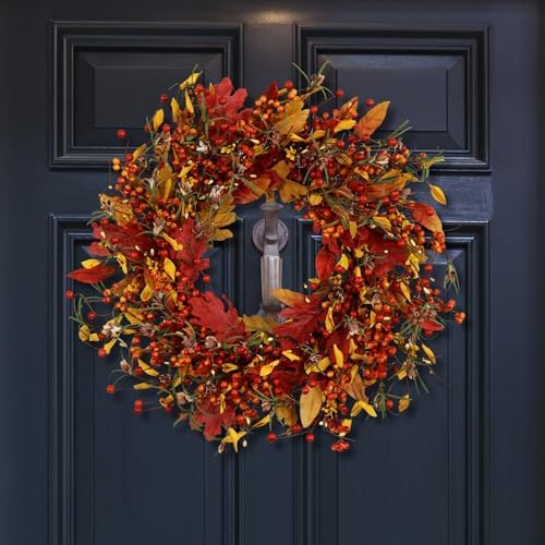 Full and Lush Fall Door Wreath 20 Inch Handcrafted