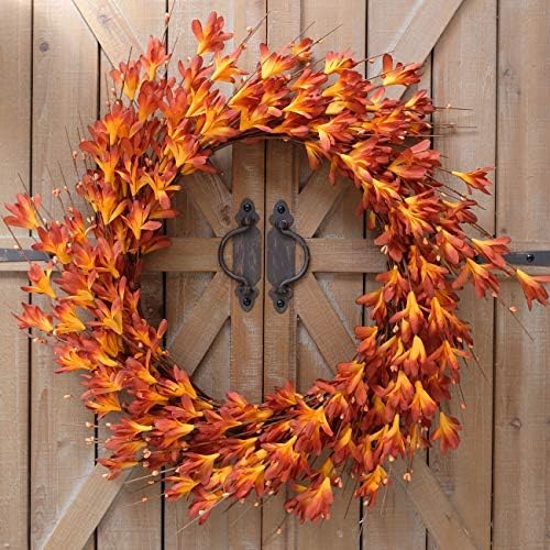 Bibelot 20 Inch Artificial Forsythia Wreath Orange