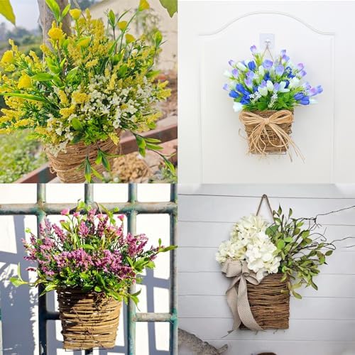 Cream Hydrangea Door Wreath Basket for Front Door