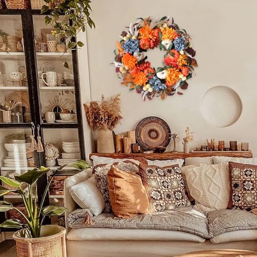 24-inch Fall Pumpkin Wreath Handcrafted Decor