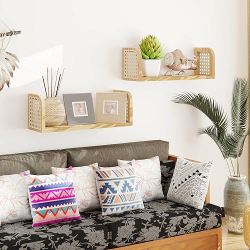 Rattan Shelf Set of 2 for Kids Room and Living Room