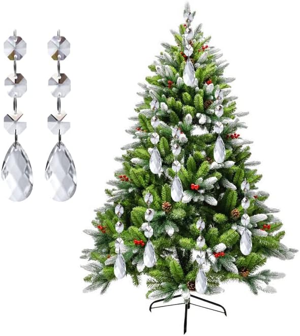 30PCS Teardrop Acrylic Crystal Drop Beads for Christmas Tree Decorations and Garland