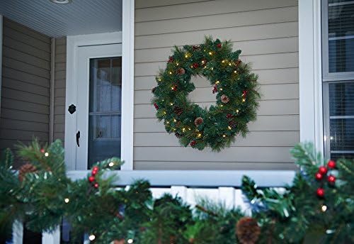 Sharper Image 30-inch Cordless Pre-Lit Wreath