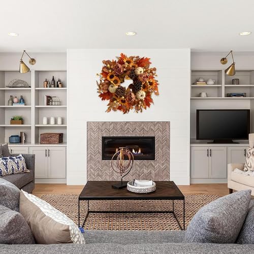 18 Inch Fall Wreath for Front Door Autumn Decor