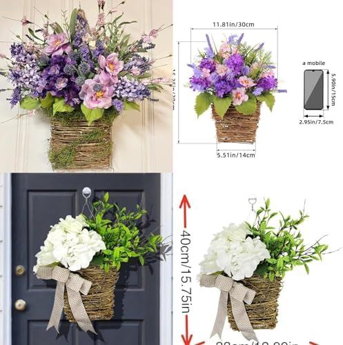 Cream Hydrangea Door Wreath Basket Hanger