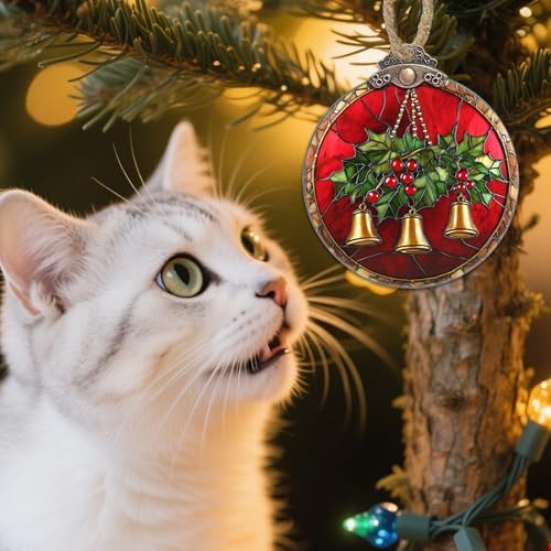 Golden Bell Stained Glass Christmas Suncatcher Decorations