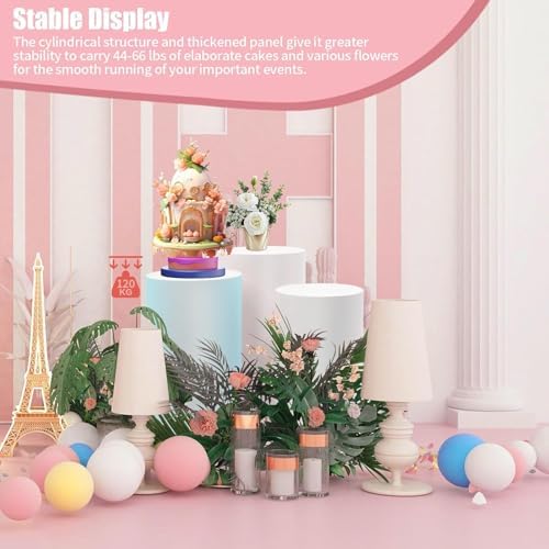 White Cylinder Display Pedestals for Party 3PCS