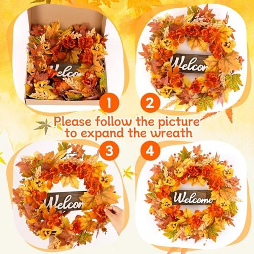 24 Inch Fall Wreath Front Door Decor