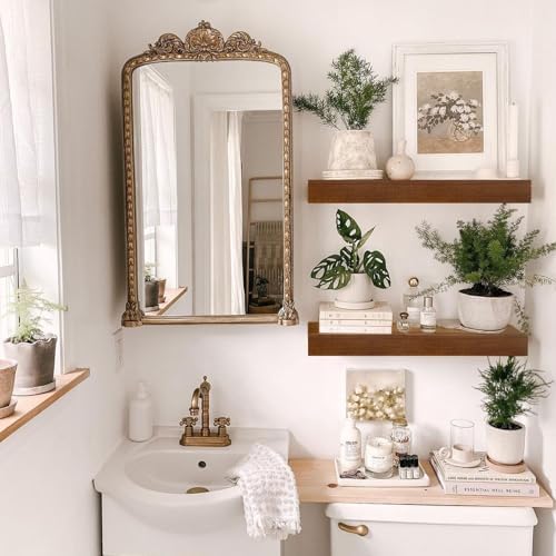 IAE Walnut Floating Wall Shelves Set of 2 16 Inch