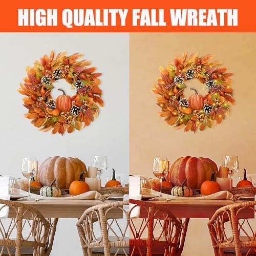 Sggvecsy 22 Inch Fall Wreath for Front Door and Wall Decor