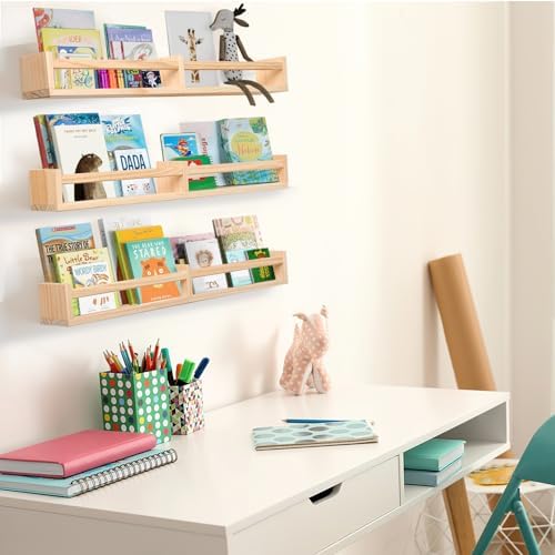 Birola 32 Inch Floating Bookshelf Set of 3