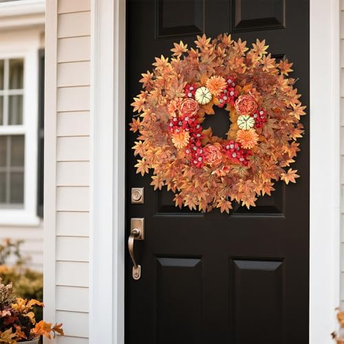 26 Fall Wreath for Front Door - Decorative Artificial Autumn Decor