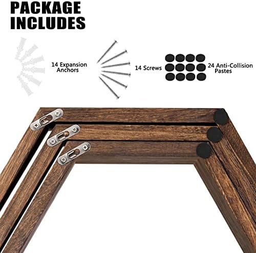 Novimango Hexagon Floating Shelves Set of 6 Rustic Brown