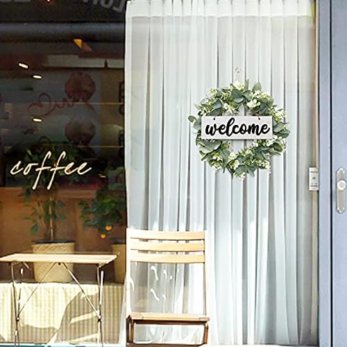 Dremisland 16 Inch Artificial Eucalyptus Wreath with Welcome Sign