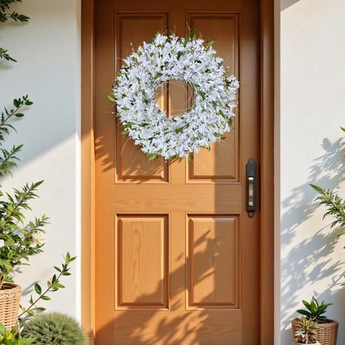 White Forsythia Door Wreath 24 Inch Decor