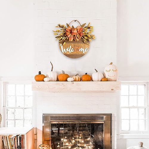 Fall Welcome Sign Decor Front Door Wreath