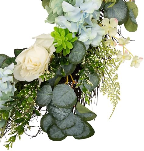 Northlight Spring Wreath White Blue 24 Inch