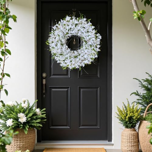 White Forsythia Door Wreath 24 Inch Decor