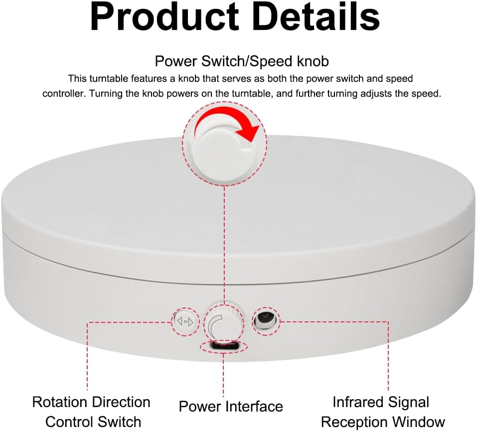 ComXim Motorized Rotating Display Stand with Knob and Remote