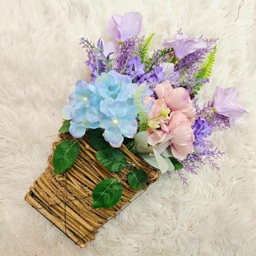 Hydrangea Door Hanging Basket Wreath Cream 2025 Spring Decor