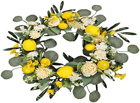 Artificial Lemon Wreath for Front Door Decor