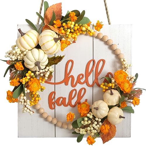 Idyllic Hello Fall Wreath for Front Door