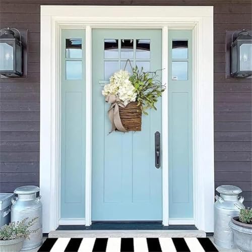 Cream Hydrangea Door Hanger Basket Wreath with Wildflowers White