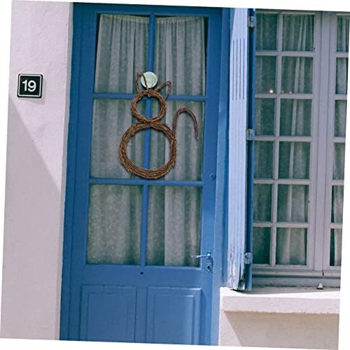 Cabilock Cat Shape Wreath Halloween Decor Front Door Wall Hanging Ornament