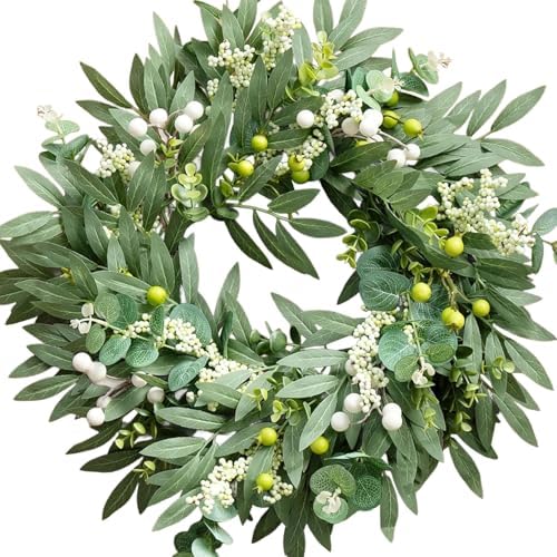 Spring Wreath with Green Leaves Front Door Decor