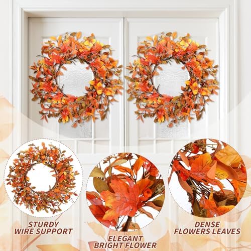 Hotop 2 Pcs 22 Inch Autumn Eucalyptus Wreath with Berries