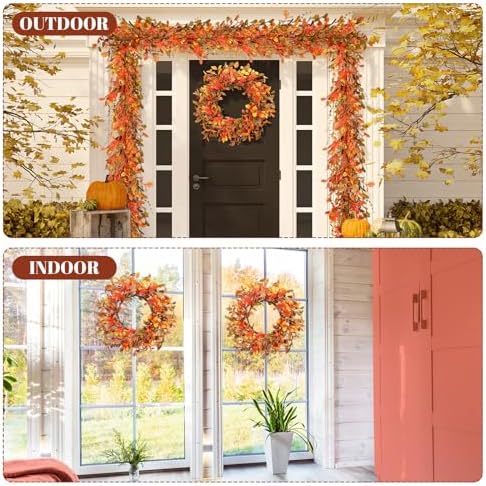 Hotop 2 Pcs 22 Inch Autumn Eucalyptus Wreath with Berries