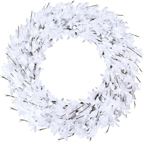 20 Artificial Forsythia Wreath White Decor