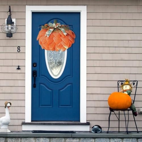Autumn Pumpkin Wreath with Bows and Berries