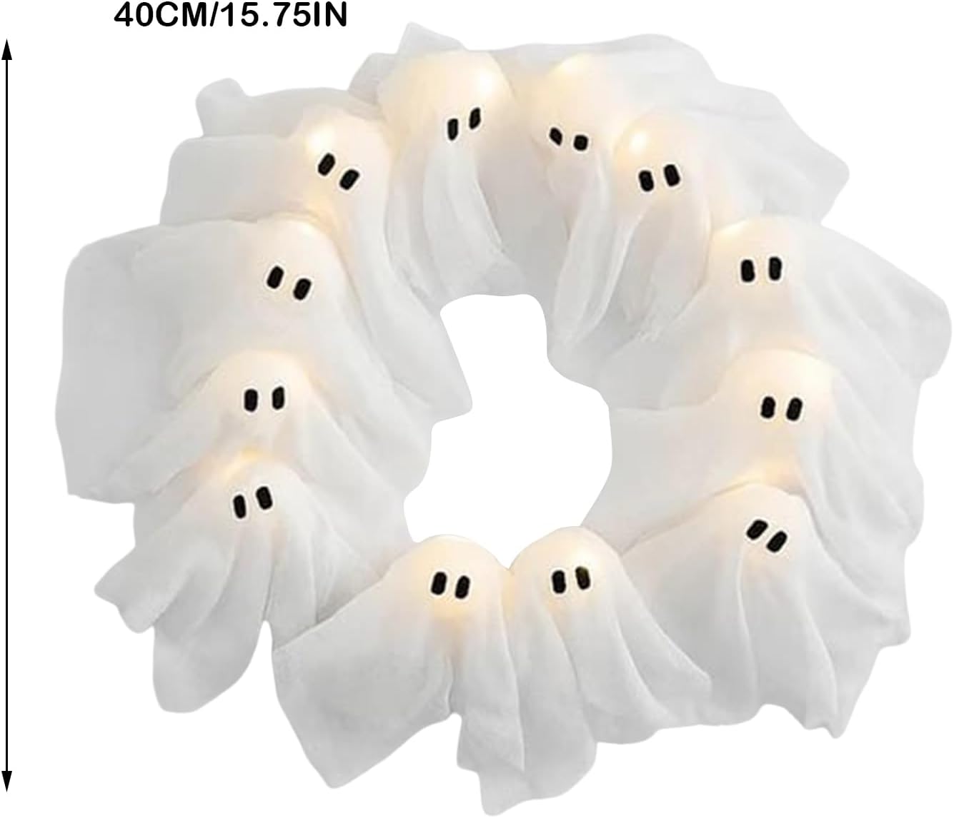 Spooky Light-Up Ghost Wreath for Front Door