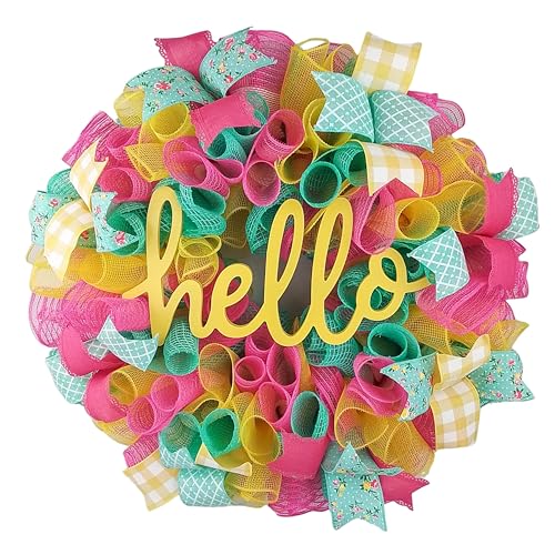 Colorful Deco Mesh Wreath for Doors