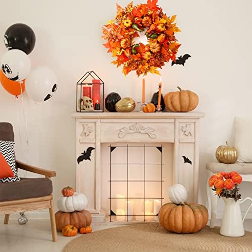 24 Inch Fall Wreath with Pumpkins Berries Maple Leaves