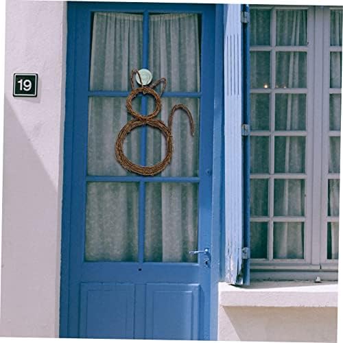 SOLUSTRE Halloween Cat Wreath Garland Pendant for Door and Wall Decor