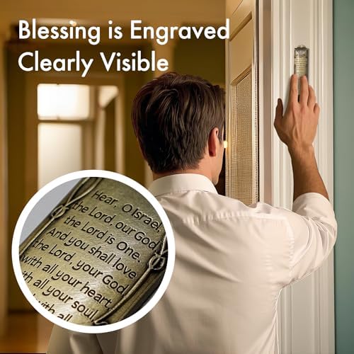 Durable Mezuzah Set of 5 Gold Metal Scrolls for Door