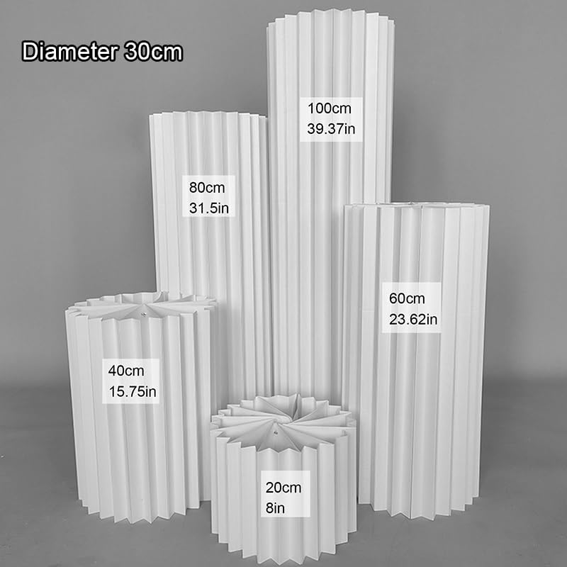 5pcs Foldable Cylinder Pedestal Stands for Wedding Decor