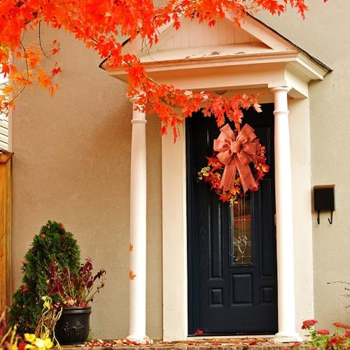 Large Fall Bow Wreath Thanksgiving Decor Orange