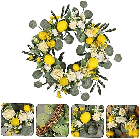 Artificial Lemon Wreath for Front Door Decor