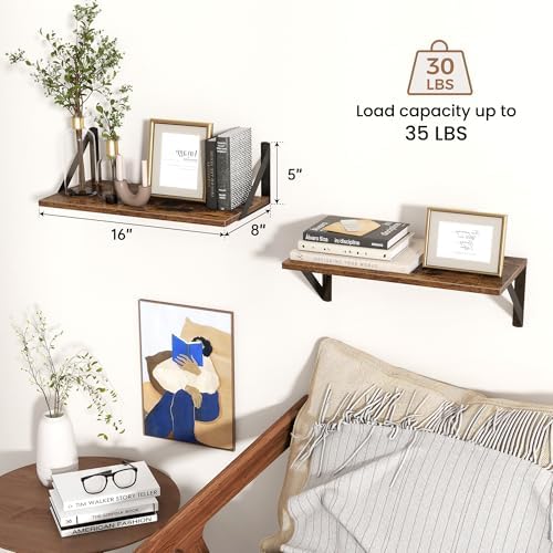 Axeman Floating Shelves Set of 2 16W x 8D Wood Wall Shelves