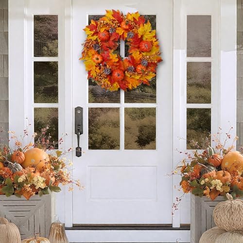 DiliComing Fall Wreath Front Door Decor - 20 Inch