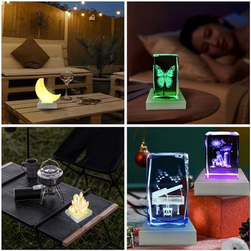 LED Light Base for Crystal 3D Glass Art Multicolor Display Stand Pedestal