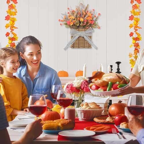 Fall Door Hanger Basket Wreath 15 Inch Decor