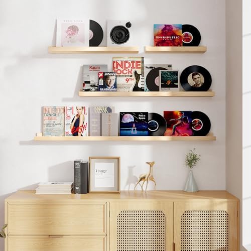 Vivelove Picture Ledge Shelf Set of 2 Natural 16 Inch Floating Shelves