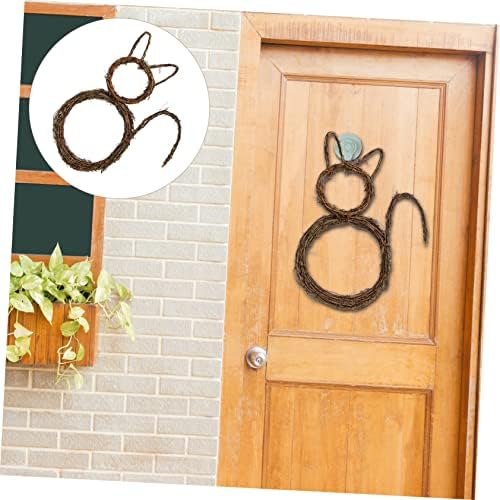 PRETYZOOM Halloween Cat Wreath Decor Door Wall Hanging Garland