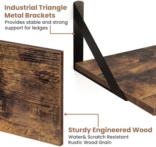 Axeman Floating Shelves Set of 2 16W x 8D Wood Wall Shelves