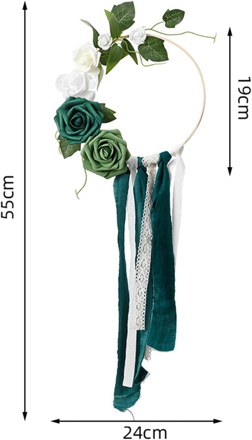 Artificial Spring Flower Wreath Wall Decor Green
