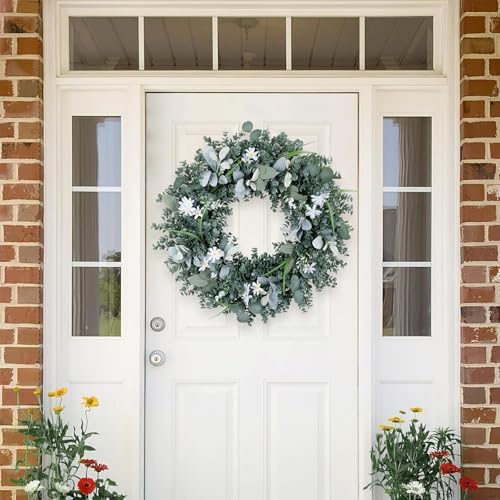 Gixie Home Door Wreath 26 Inch Artificial Eucalyptus Leaves Spring Summer Farmhouse Porch Wall Decor